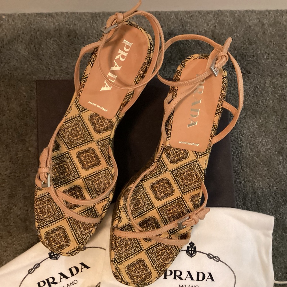 PRADA Canapa England Multicolor Platform Sandals
